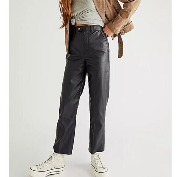 Levi's Size 27 Math Club Vegan Leather Trousers Black Pants - Picture 2 of 9